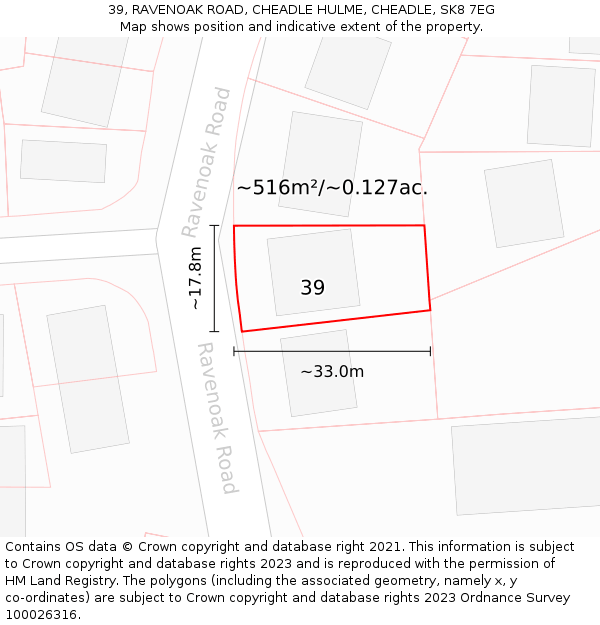 39, RAVENOAK ROAD, CHEADLE HULME, CHEADLE, SK8 7EG: Plot and title map