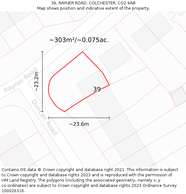 39, RAYNER ROAD, COLCHESTER, CO2 9AB: Plot and title map