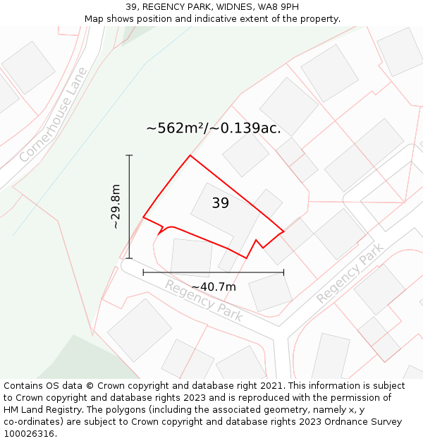 39, REGENCY PARK, WIDNES, WA8 9PH: Plot and title map