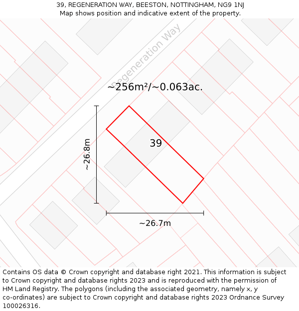 39, REGENERATION WAY, BEESTON, NOTTINGHAM, NG9 1NJ: Plot and title map