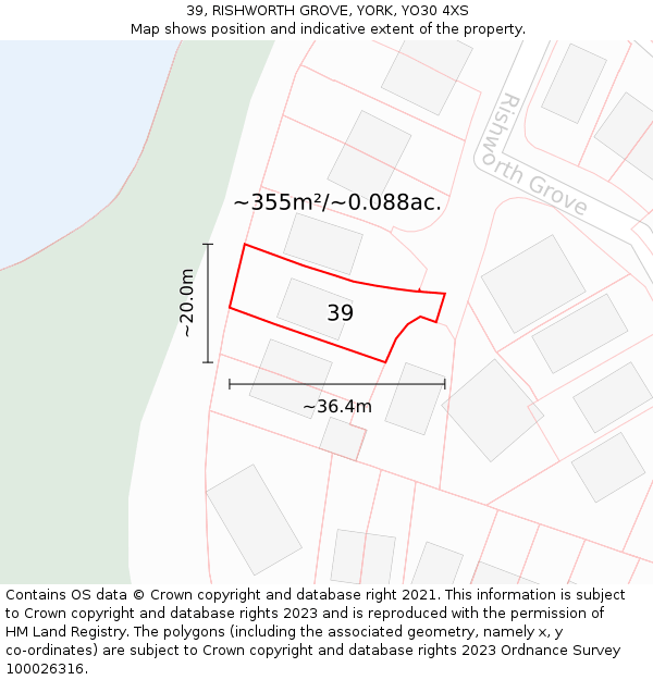 39, RISHWORTH GROVE, YORK, YO30 4XS: Plot and title map