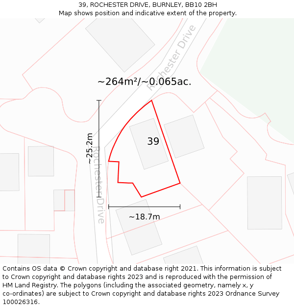 39, ROCHESTER DRIVE, BURNLEY, BB10 2BH: Plot and title map