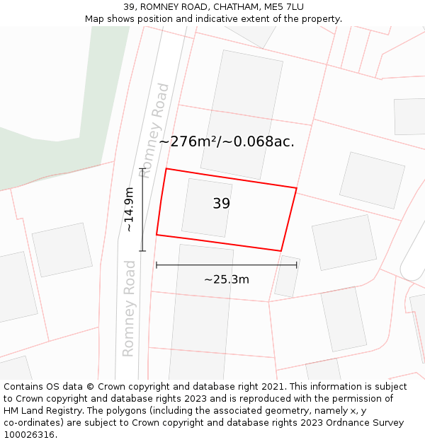 39, ROMNEY ROAD, CHATHAM, ME5 7LU: Plot and title map