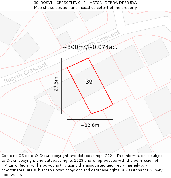 39, ROSYTH CRESCENT, CHELLASTON, DERBY, DE73 5WY: Plot and title map