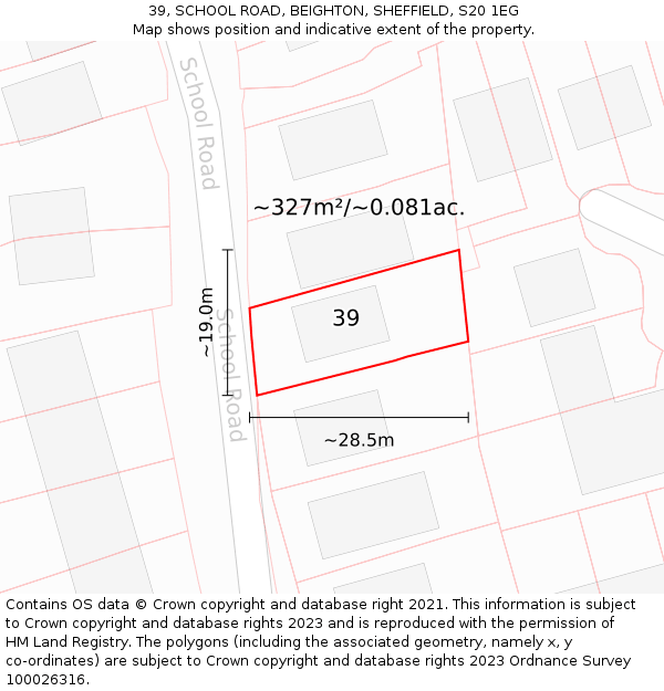 39, SCHOOL ROAD, BEIGHTON, SHEFFIELD, S20 1EG: Plot and title map