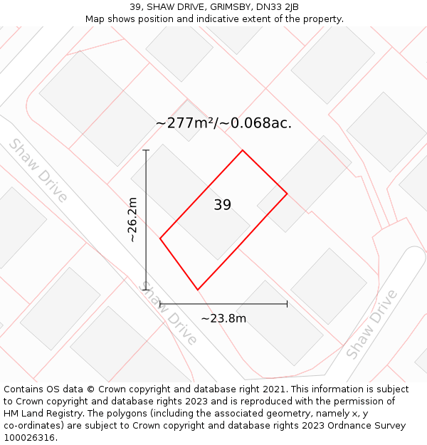 39, SHAW DRIVE, GRIMSBY, DN33 2JB: Plot and title map