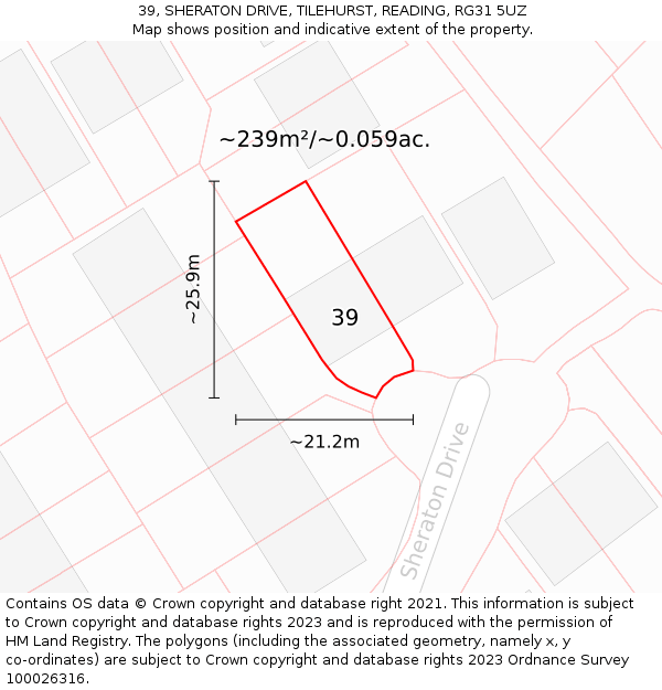 39, SHERATON DRIVE, TILEHURST, READING, RG31 5UZ: Plot and title map