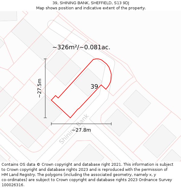 39, SHINING BANK, SHEFFIELD, S13 9DJ: Plot and title map