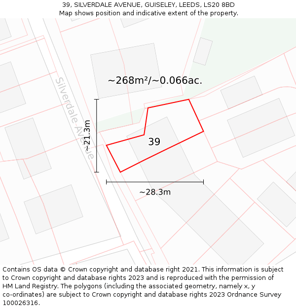 39, SILVERDALE AVENUE, GUISELEY, LEEDS, LS20 8BD: Plot and title map