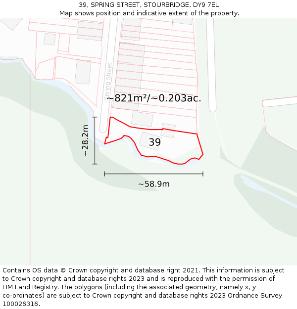 39, SPRING STREET, STOURBRIDGE, DY9 7EL: Plot and title map