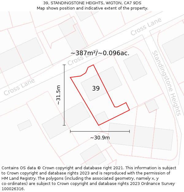 39, STANDINGSTONE HEIGHTS, WIGTON, CA7 9DS: Plot and title map