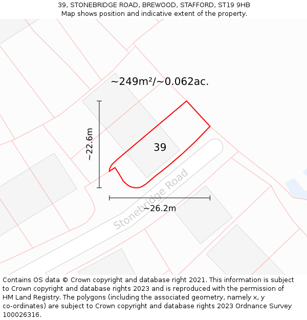 39, STONEBRIDGE ROAD, BREWOOD, STAFFORD, ST19 9HB: Plot and title map