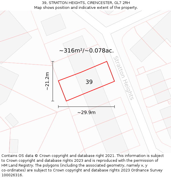 39, STRATTON HEIGHTS, CIRENCESTER, GL7 2RH: Plot and title map