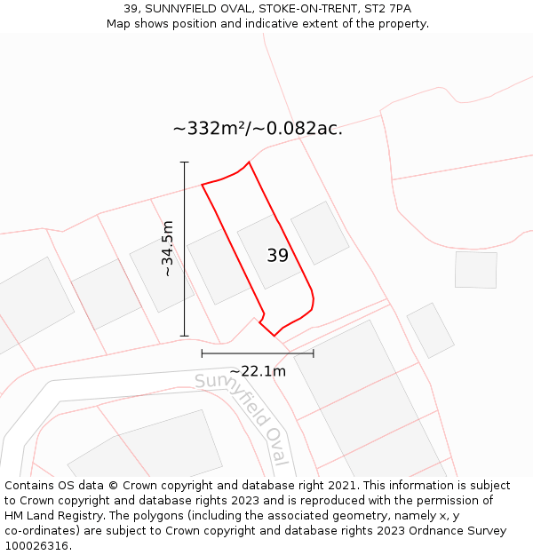 39, SUNNYFIELD OVAL, STOKE-ON-TRENT, ST2 7PA: Plot and title map