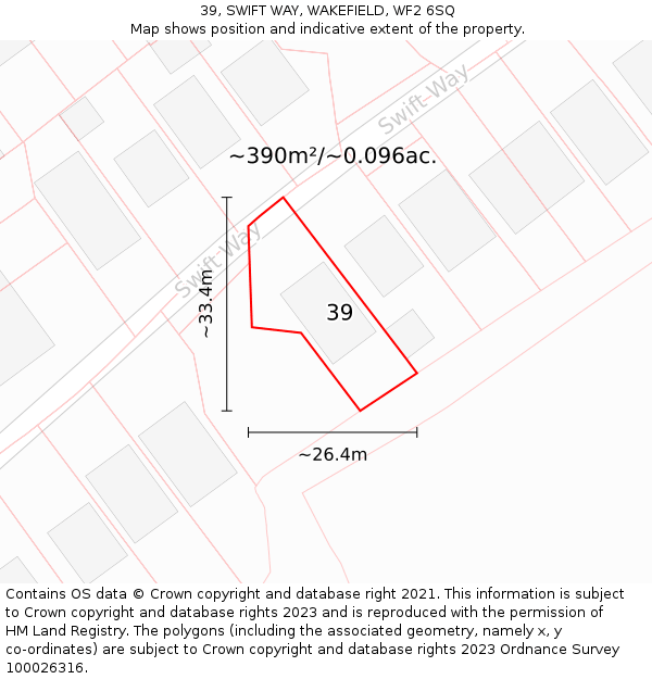 39, SWIFT WAY, WAKEFIELD, WF2 6SQ: Plot and title map