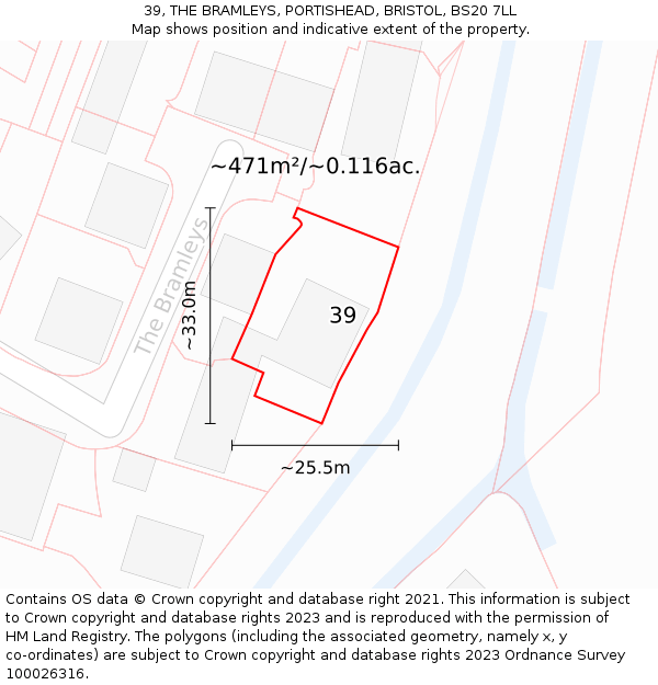 39, THE BRAMLEYS, PORTISHEAD, BRISTOL, BS20 7LL: Plot and title map