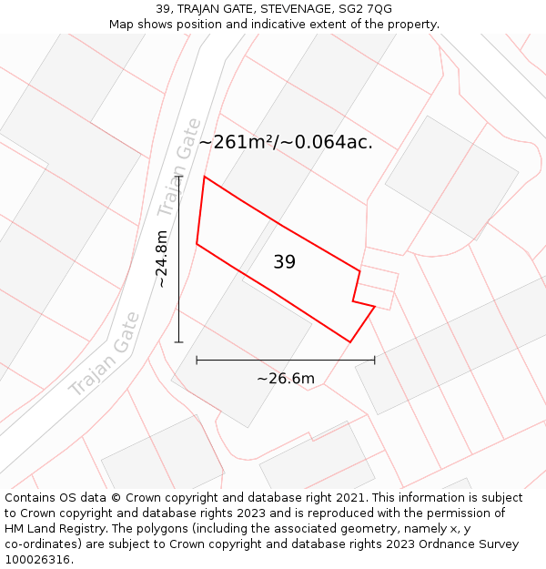 39, TRAJAN GATE, STEVENAGE, SG2 7QG: Plot and title map