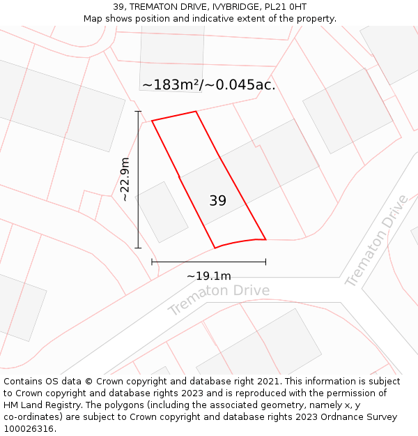 39, TREMATON DRIVE, IVYBRIDGE, PL21 0HT: Plot and title map