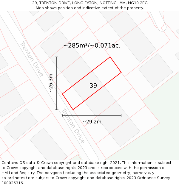 39, TRENTON DRIVE, LONG EATON, NOTTINGHAM, NG10 2EG: Plot and title map