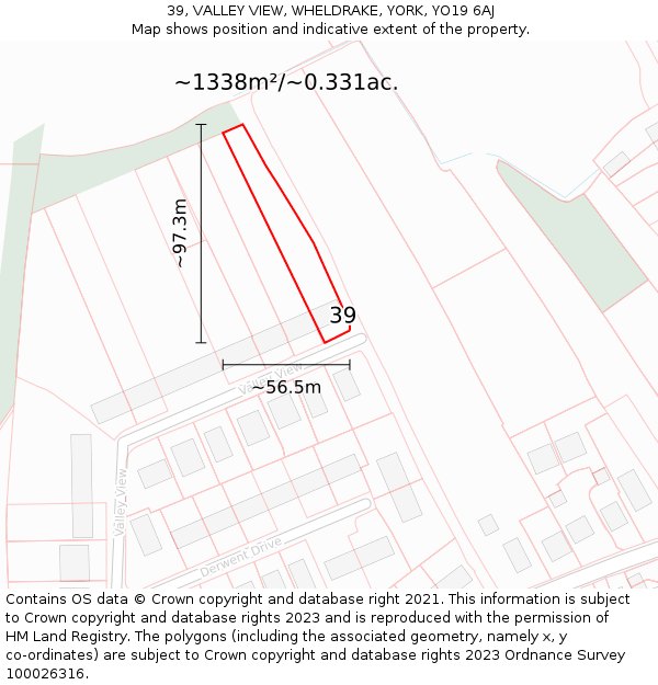 39, VALLEY VIEW, WHELDRAKE, YORK, YO19 6AJ: Plot and title map