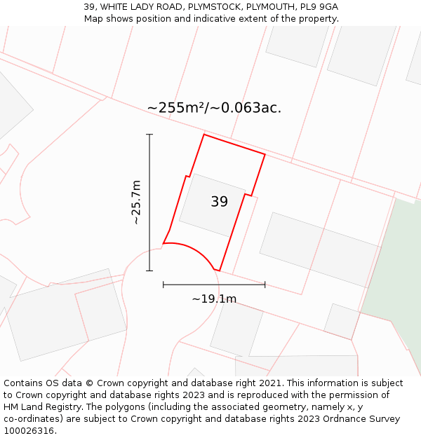 39, WHITE LADY ROAD, PLYMSTOCK, PLYMOUTH, PL9 9GA: Plot and title map