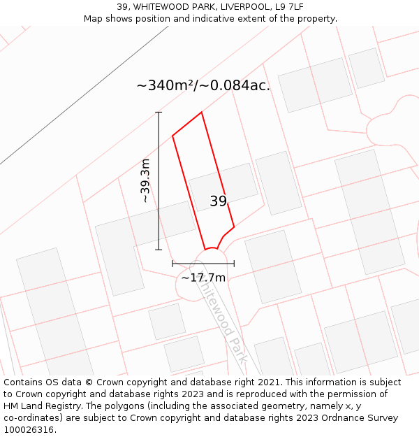 39, WHITEWOOD PARK, LIVERPOOL, L9 7LF: Plot and title map