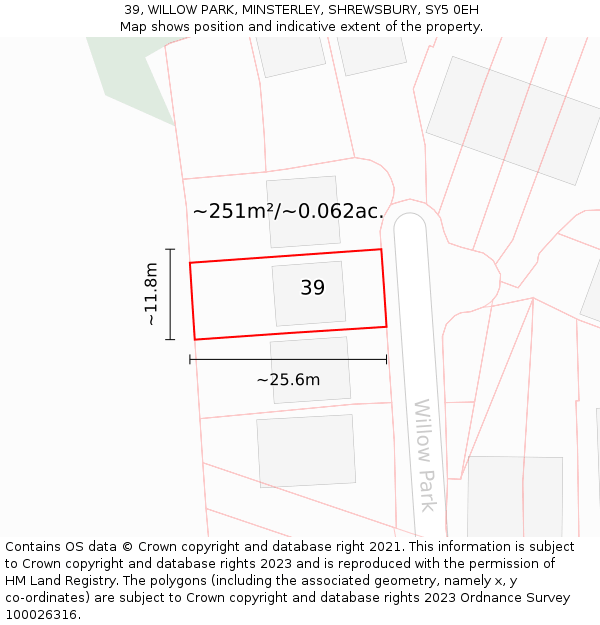 39, WILLOW PARK, MINSTERLEY, SHREWSBURY, SY5 0EH: Plot and title map