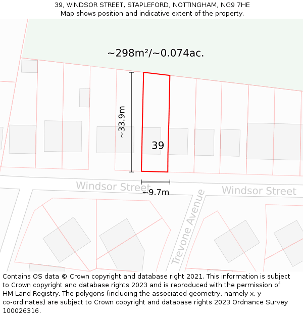 39, WINDSOR STREET, STAPLEFORD, NOTTINGHAM, NG9 7HE: Plot and title map