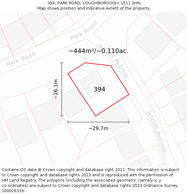 394, PARK ROAD, LOUGHBOROUGH, LE11 2HN: Plot and title map