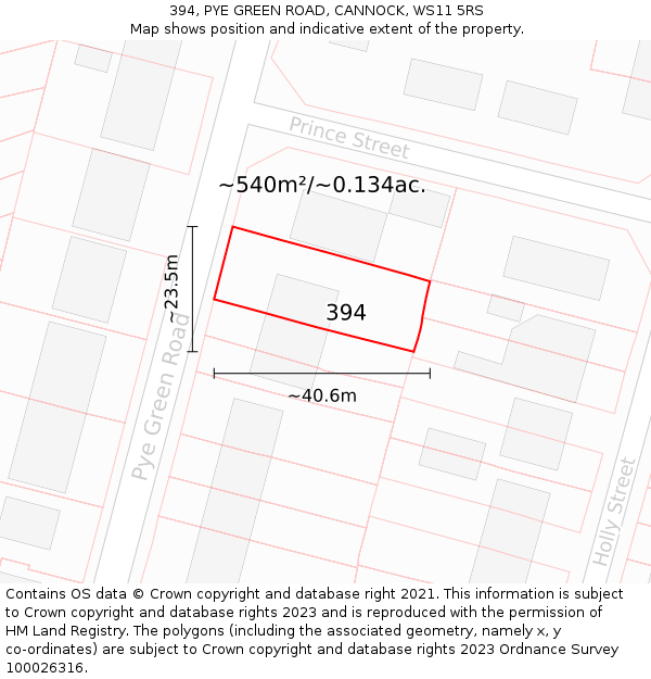 394, PYE GREEN ROAD, CANNOCK, WS11 5RS: Plot and title map