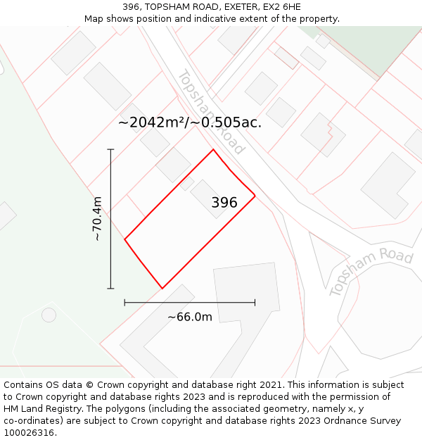 396, TOPSHAM ROAD, EXETER, EX2 6HE: Plot and title map