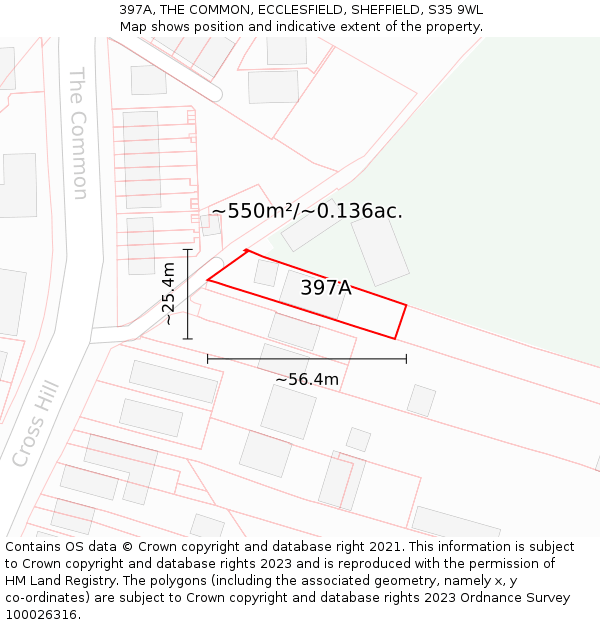 397A, THE COMMON, ECCLESFIELD, SHEFFIELD, S35 9WL: Plot and title map