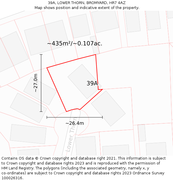 39A, LOWER THORN, BROMYARD, HR7 4AZ: Plot and title map