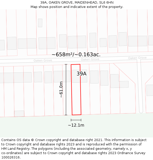39A, OAKEN GROVE, MAIDENHEAD, SL6 6HN: Plot and title map