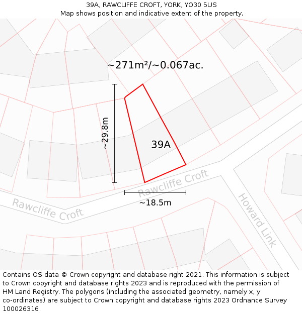 39A, RAWCLIFFE CROFT, YORK, YO30 5US: Plot and title map