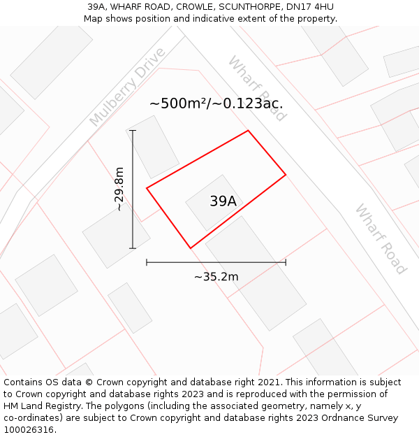 39A, WHARF ROAD, CROWLE, SCUNTHORPE, DN17 4HU: Plot and title map
