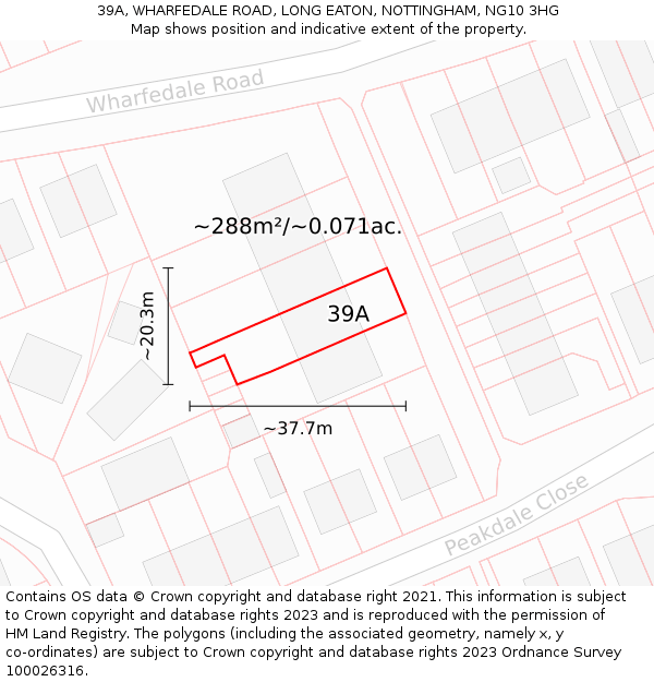 39A, WHARFEDALE ROAD, LONG EATON, NOTTINGHAM, NG10 3HG: Plot and title map