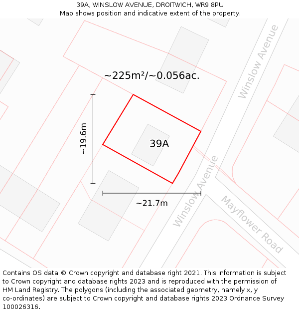 39A, WINSLOW AVENUE, DROITWICH, WR9 8PU: Plot and title map