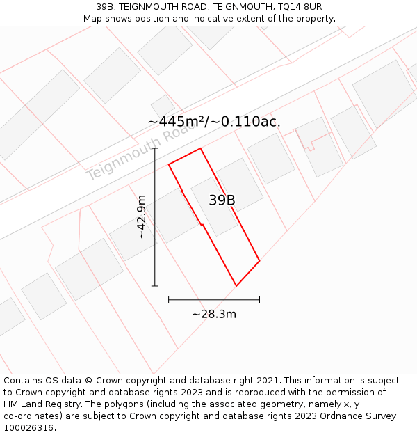 39B, TEIGNMOUTH ROAD, TEIGNMOUTH, TQ14 8UR: Plot and title map