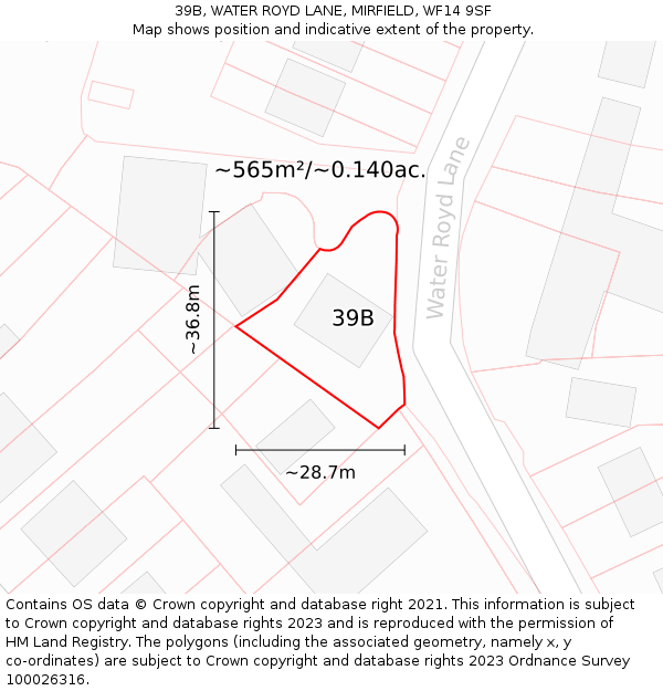 39B, WATER ROYD LANE, MIRFIELD, WF14 9SF: Plot and title map