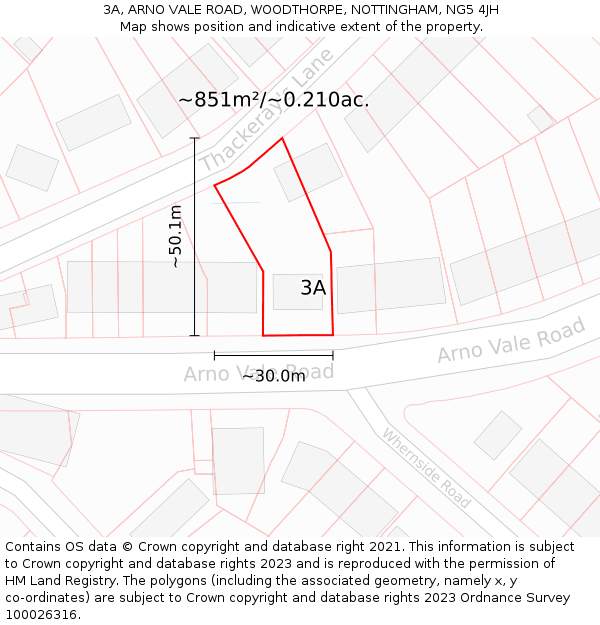 3A, ARNO VALE ROAD, WOODTHORPE, NOTTINGHAM, NG5 4JH: Plot and title map