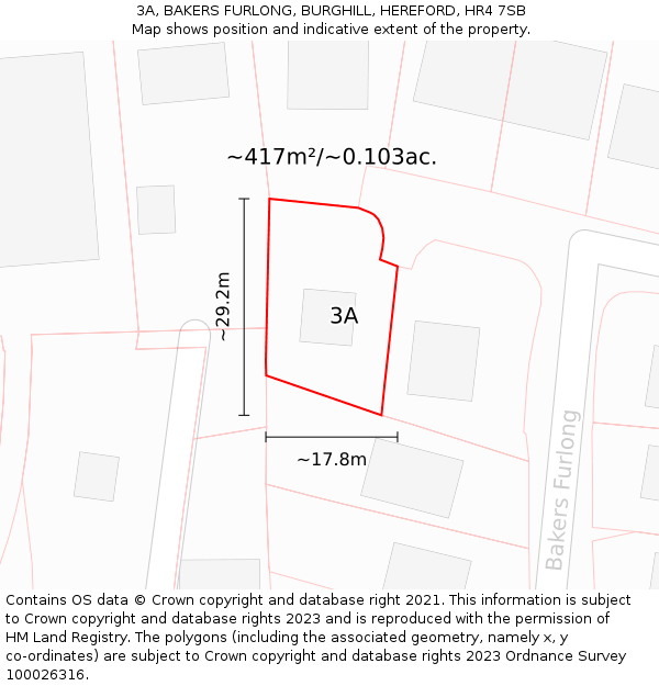 3A, BAKERS FURLONG, BURGHILL, HEREFORD, HR4 7SB: Plot and title map