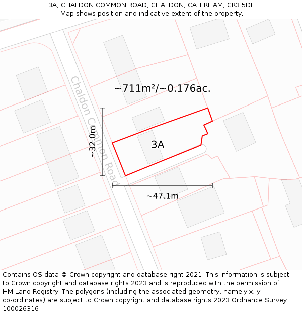 3A, CHALDON COMMON ROAD, CHALDON, CATERHAM, CR3 5DE: Plot and title map