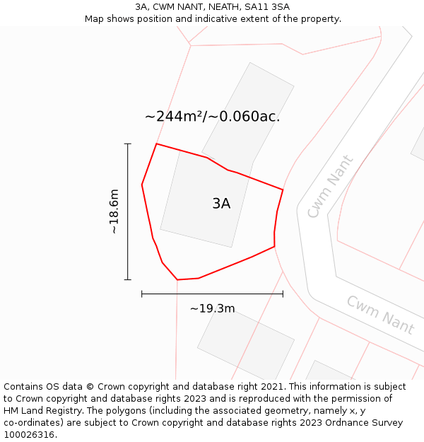 3A, CWM NANT, NEATH, SA11 3SA: Plot and title map