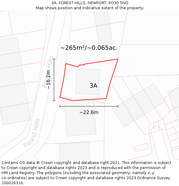 3A, FOREST HILLS, NEWPORT, PO30 5NG: Plot and title map