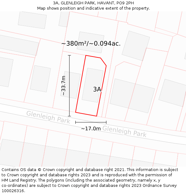 3A, GLENLEIGH PARK, HAVANT, PO9 2PH: Plot and title map