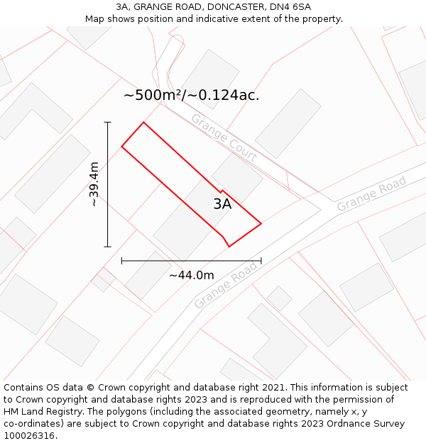 3A, GRANGE ROAD, DONCASTER, DN4 6SA: Plot and title map