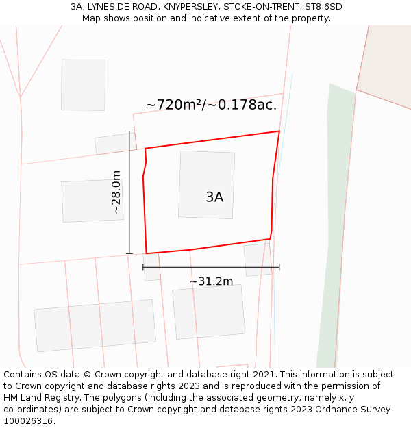 3A, LYNESIDE ROAD, KNYPERSLEY, STOKE-ON-TRENT, ST8 6SD: Plot and title map