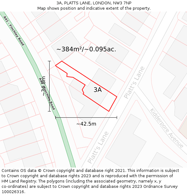 3A, PLATTS LANE, LONDON, NW3 7NP: Plot and title map