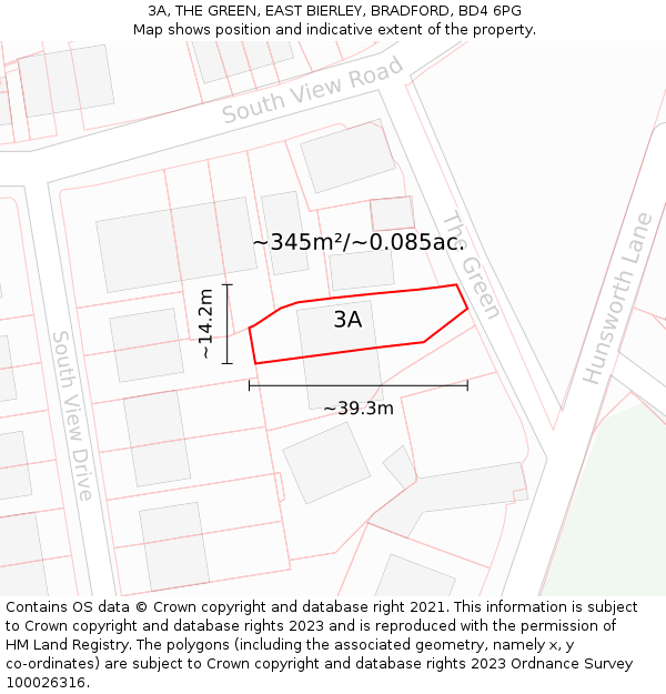 3A, THE GREEN, EAST BIERLEY, BRADFORD, BD4 6PG: Plot and title map